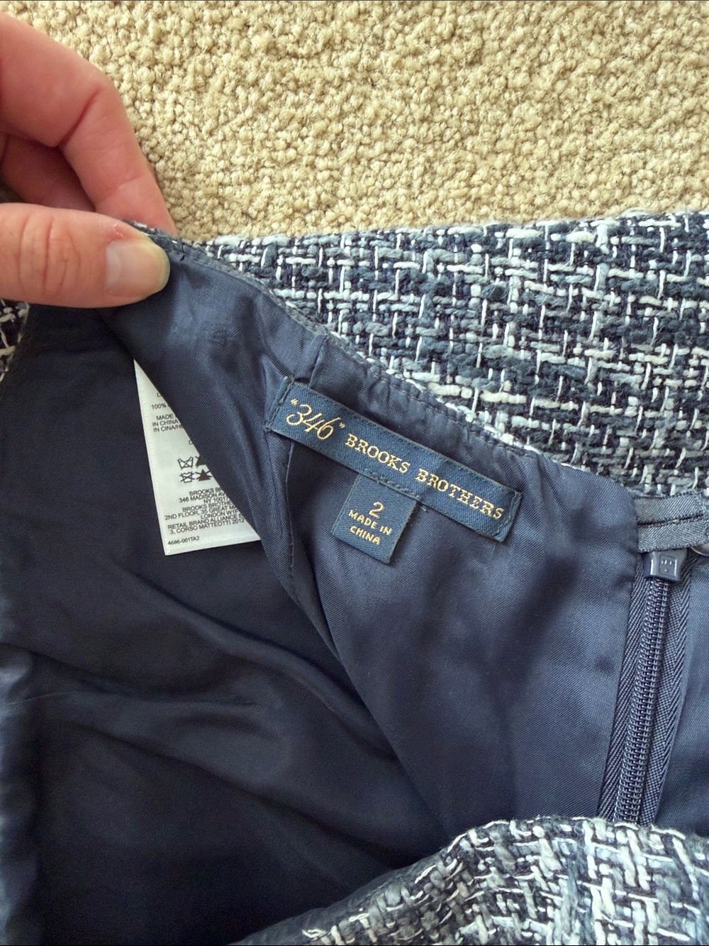 Brooks Brothers Navy and White Tweed Suit Jacket & Skirt - Picture 4 of 13